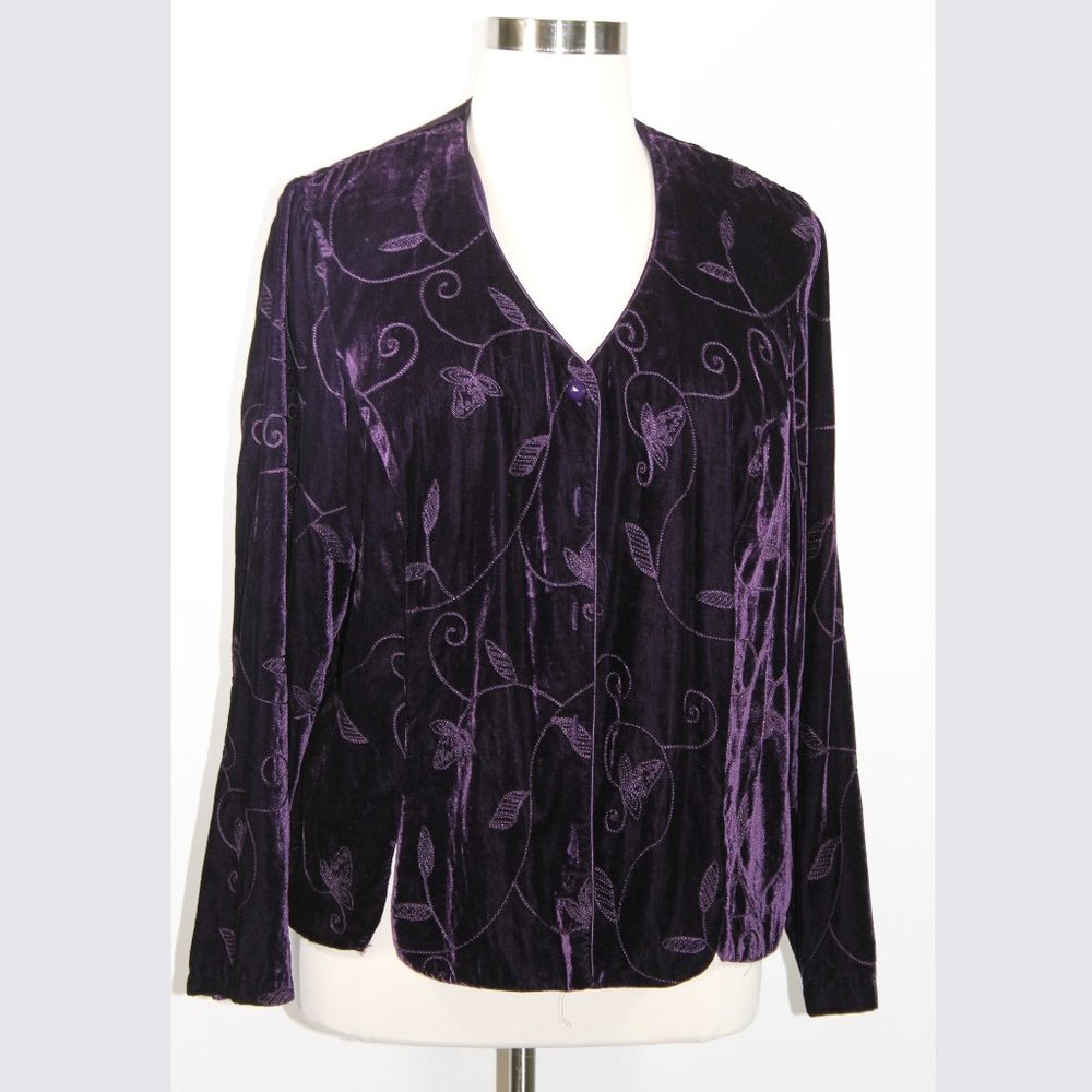 Coldwater Creek Embroidered Velveteen Top